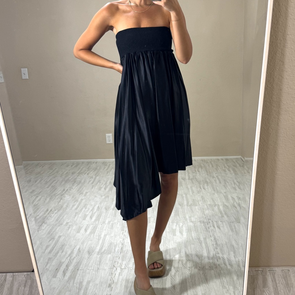 Izzue Collection Silk Asymmetrical Midi Dress